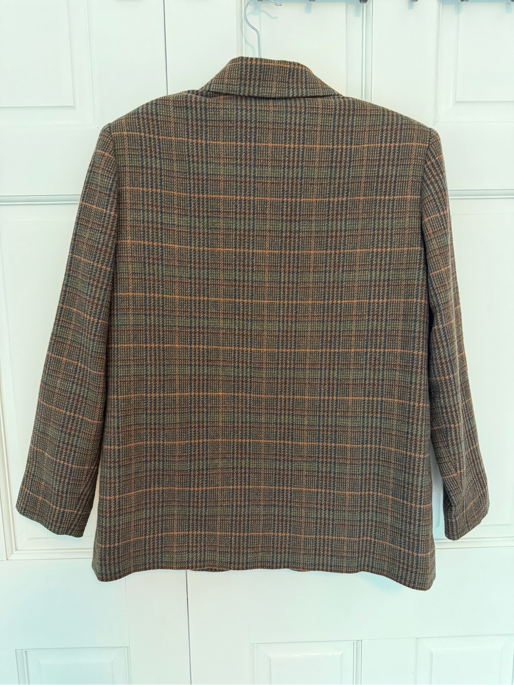 Item-Eyes Wool Blend Plaid Blazer Jacket Womens Size 10 Brown Windowpane Vintage - Picture 6 of 9